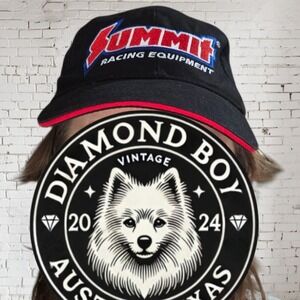 VTG Summit Racing Equipment Hat Black Cap American Flag Patch Y2K 2000 Strapback